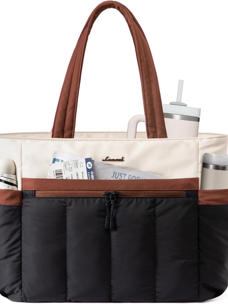 Puffer Laptop Bag For Women, Ultra-Lightweight Work Bag Tote W/Organized Compart